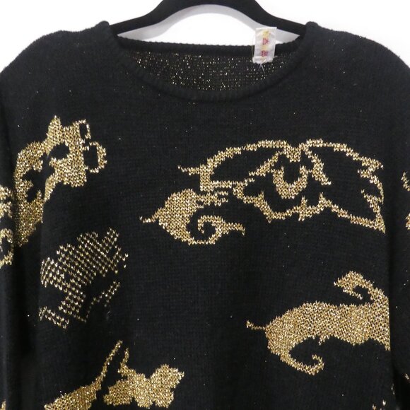 Made In Korea | size 42 | Black Sweater With Gold Front and Back Design | GUC - Picture 4 of 14